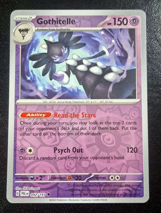 Pokemon Trading Cards - Gothitelle - 092/193 - Reverse Holo - Paldea Evolved NM
