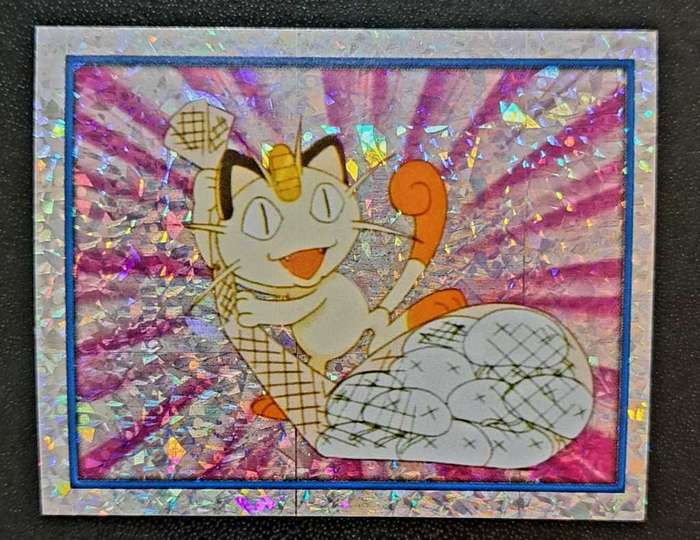 2000 Merlin Series 2 - Pokemon -  Meowth #38 - Prism Foil - Sticker Card - NM