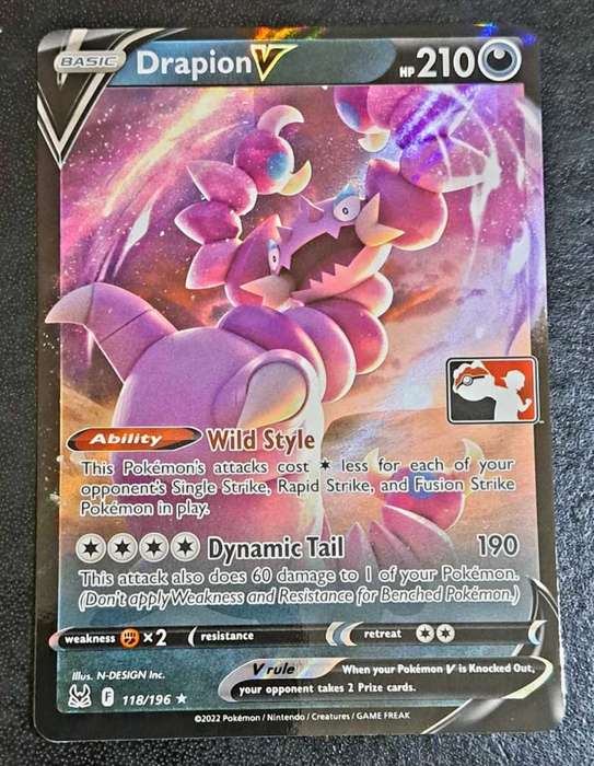 Pokemon Trading Cards - Drapion V - 118/196 - Ultra Rare - Prize Pack Series - NM