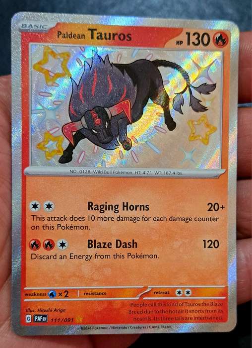 Pokemon Trading Cards - TCG - Paldean Tauros - 111/091 - Shiny Rare - Paldean Fates Singles - NM