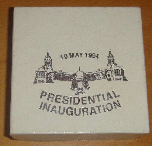 1994 Inauguration Proof Silver Protea in V.I.P. WHITE BOX as presented at Mandelas inauguration