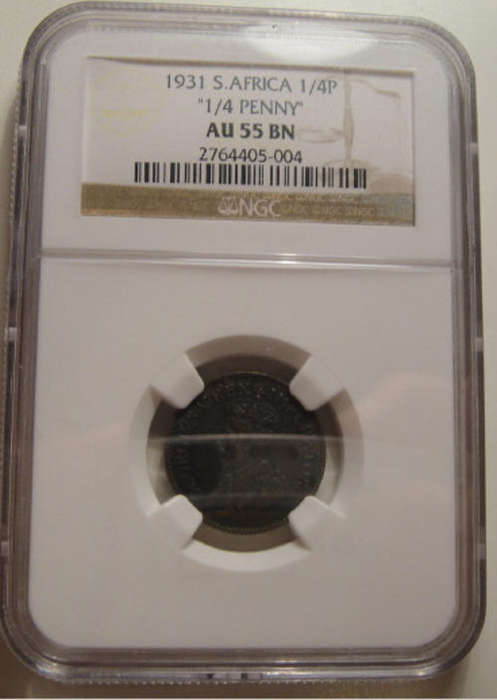 1931 Farthing (Zuid) : Union of South Africa : NGC Graded AU55
