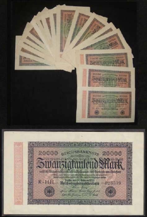 Germany : 20 x 20 000-Mark Banknotes dated 20 February 1923