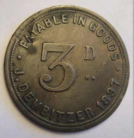 Dembitzer, J, 1897 (Port Nolloth) 3d Token