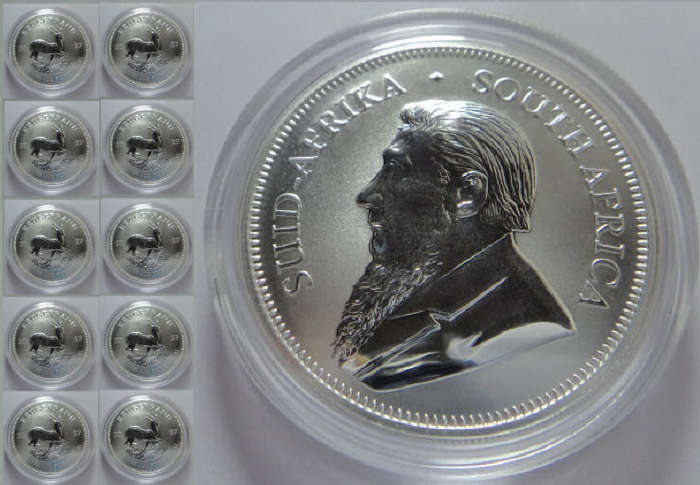 2017 SILVER 1OZ KRUGERRAND, Premium Uncirculated with Privy Mark: One bid takes 10 coins with COAs