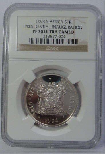 RSA Silver Proof R1 of 1994 (Presidential Inauguration) NGC Graded PF 70 Ultra Cameo