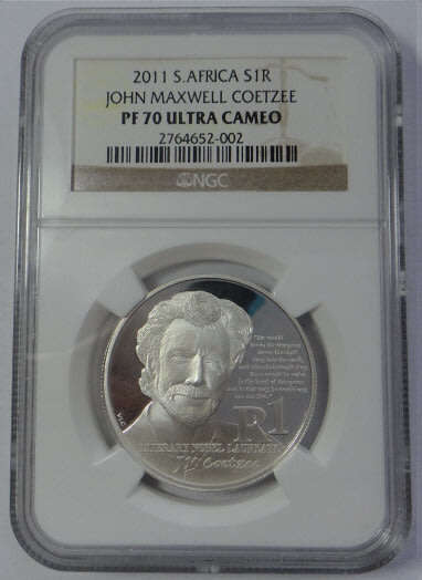 RSA Silver Proof R1 of 2011 (JM Coetzee) NGC Graded PF 70 Ultra Cameo