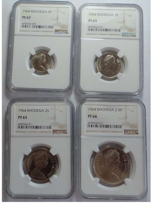 Southern Rhodesia: Complete Proof Set of 1964: NGC graded