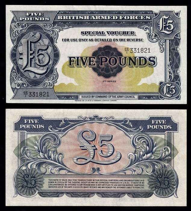 British Armed Forces: Five Pound Note (2 available)