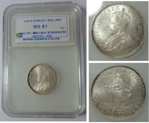 Union of South Africa: Shilling of 1936: Sangs graded MS 61