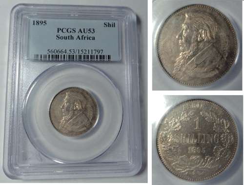 Paul Kruger ZAR: Shilling of 1895, PCGS AU 53
