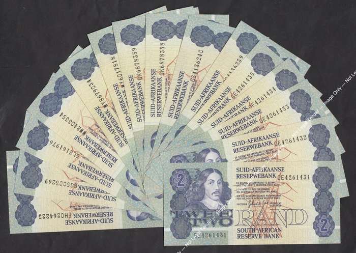 Sixteen G. De Kock R2 notes of the 1980s (some sequential numbers & replacements)