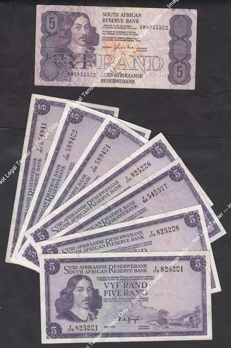 Van Riebeeck R5 Collection (7 x De Jongh and 1 x De Kock)
