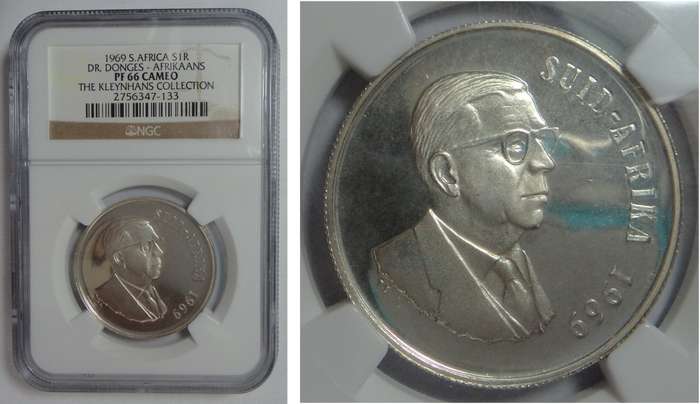 Republic of South Africa: Silver R1 of 1969 (Afrikaans), NGC PF 66 Cameo