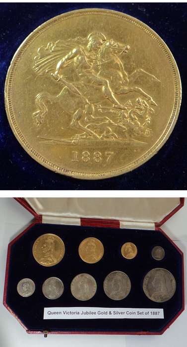 Queen Victoria Jubilee GOLD & SILVER Coin Set of 1887