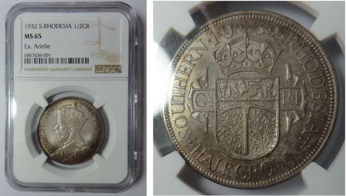Southern Rhodesia: Half Crown (2/6-) of 1932: NGC MS 65
