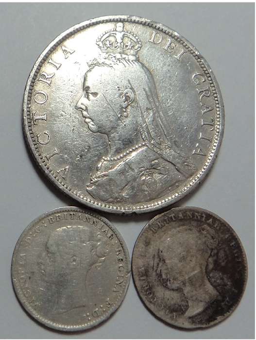 Great Britain: 2 x Victorian Tickeys and a Florin