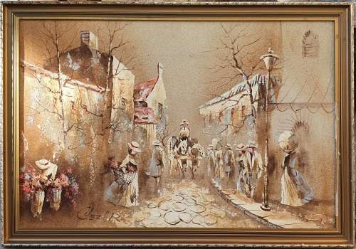 Original oil and sand painting by BORIS CHEZAR