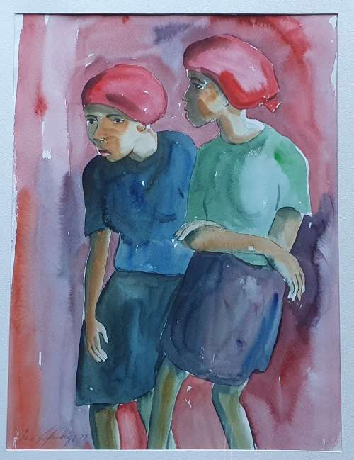 Original framed watercolor  painting by IRIS AMPENBERGER as per photos