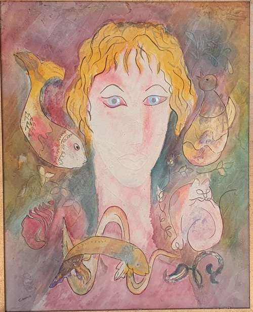 Original framed mixed medium painting by CONNIE DE LANGE