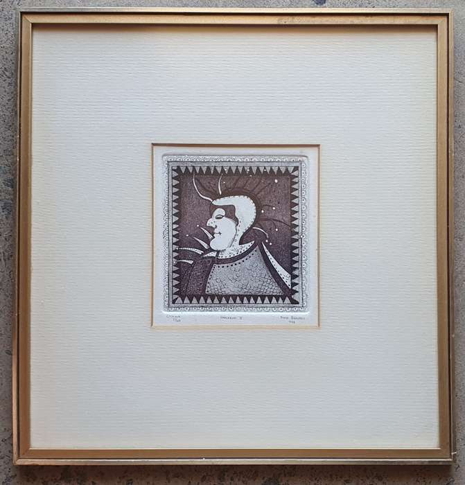 Framed ANINE BARNARD etch as per photo