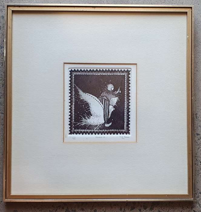 Framed ANINE BARNARD etch as per photo