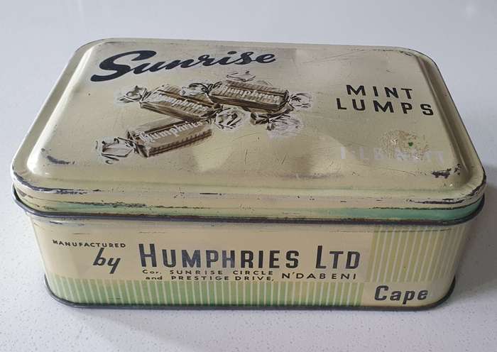 Vintage SUNRISE mint lumps tin as per photos