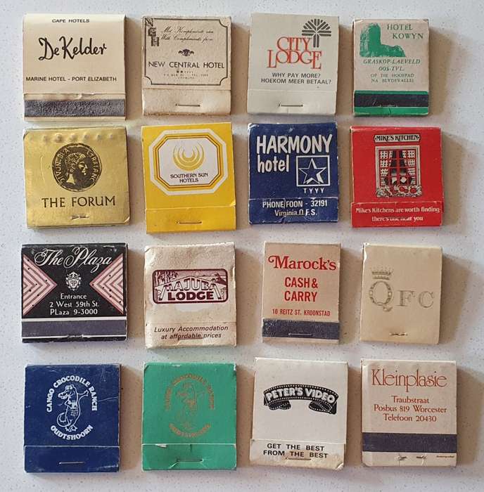 Set of 16 vintage matchboxes as per photo