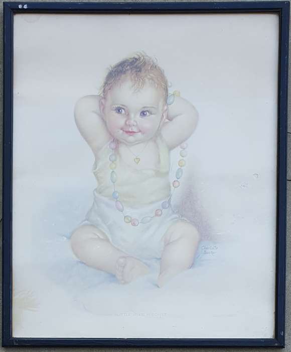 Framed vintage Charlotte Becker baby print - LITTLE MISS MISCHIEF