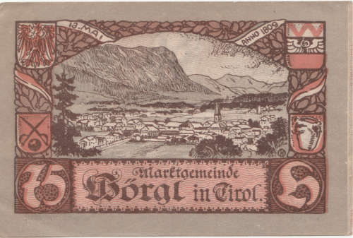 Error 1920 Austria Cirol 75 Heller Misscut