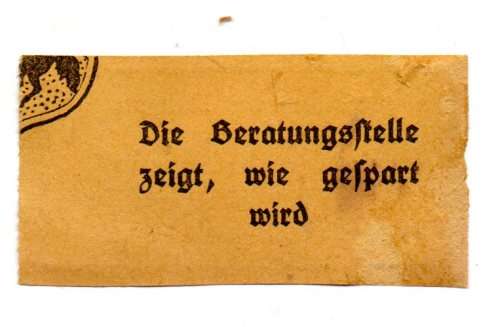 1916 German Municipality of Stuttgart 250g of Sugar Ration Coupon