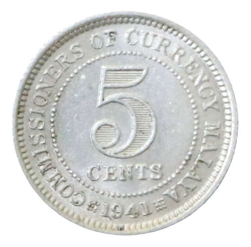 1941 Malaya Board of Commissioners of Currency Five Cent