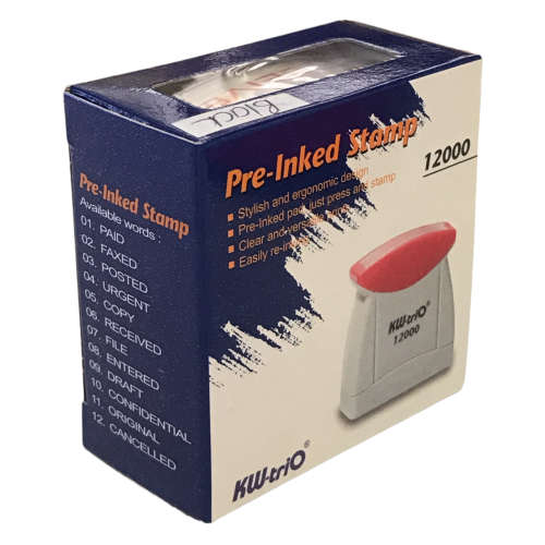 35x UNITS ON AUCTION!  RECEIVED - Black Ink, kw-Trio Pre-inked Stamp, Model 12000