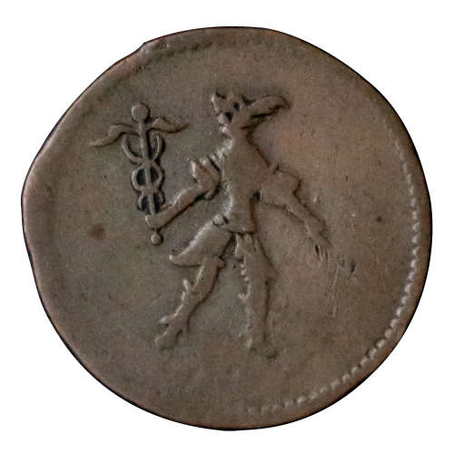 18th-century United Kingdom Caduceus Farthing/Halfpenny Conder Token with Laureate Head