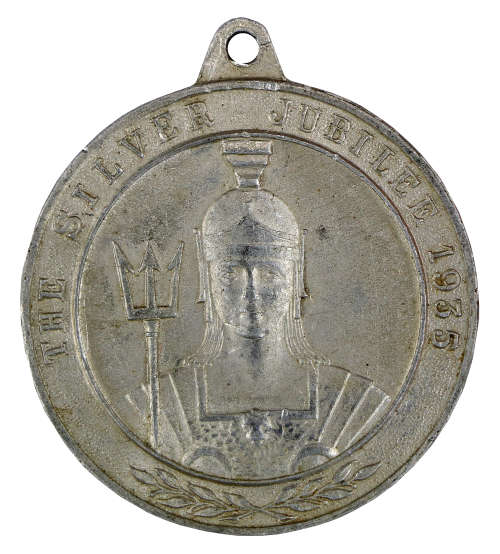 1935 King George V & Queen Mary 25 Years Reigned `Silver` Jubilee Medal, Aluminum metal
