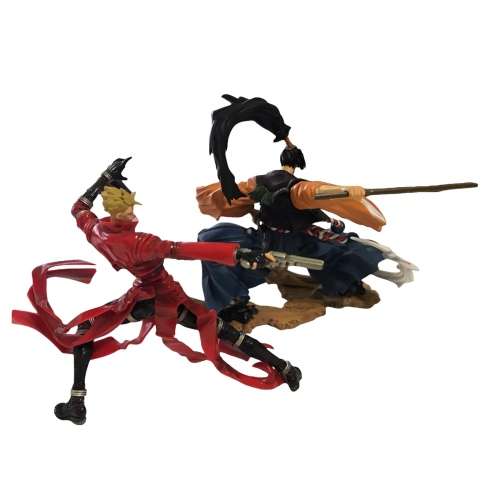 Pair of Trigun Yamato Trading Figures:  Vash the Stampede (11cm) and Rai-Dei (14,5cm)