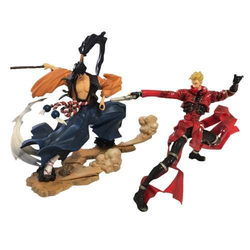 Pair of Trigun Yamato Trading Figures:  Vash the Stampede (11cm) and Rai-Dei (14,5cm)