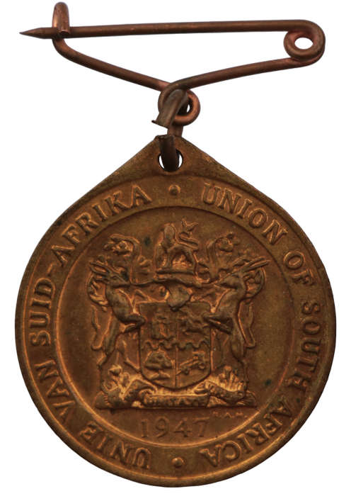 1947 Royal Visit of King George VI and Queen Elizabeth Bronze medallion with lug