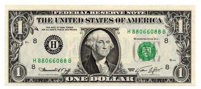 1974 United States $1 Radar Serial `88066088`, Misaligned cut (offcentre)