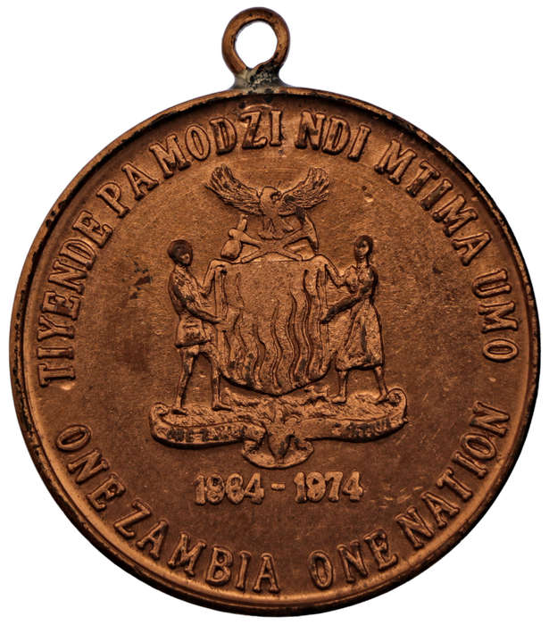 1974 Zambia 10th anniversary Independence medallion