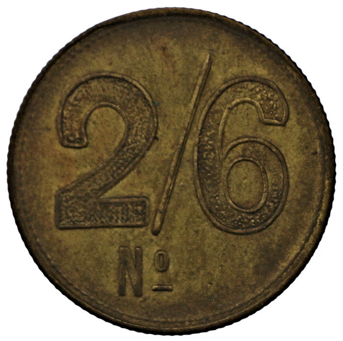 Unissued O.G. & Co (Osborne, Garret & Co) Barber Check Token 2 Shillings