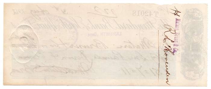 1912 The Standard Bank of South Africa Limited Ladismith (Cape Colony) Cheque, 51 Pounds 7 Shilling