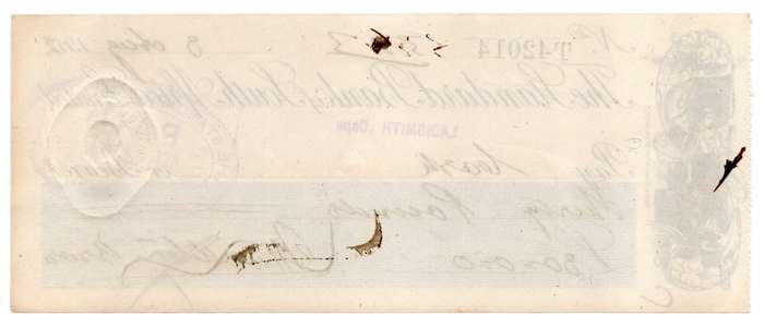 1912 The Standard Bank of South Africa Limited Ladismith (Cape Colony) Cheque, 30 Pounds