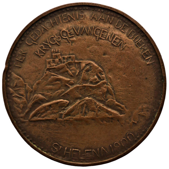 Rare 1900 Boer War Prisoner of War Island St Helena `Cardboard` (Bronze) Medal, Smooth COA