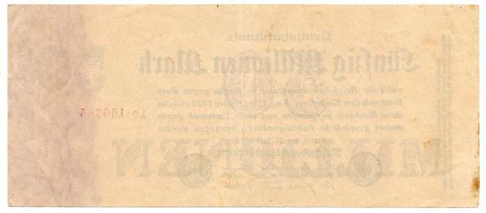 1923 German Berlin Reichsbanknote 50 Million Mark Pick#98a