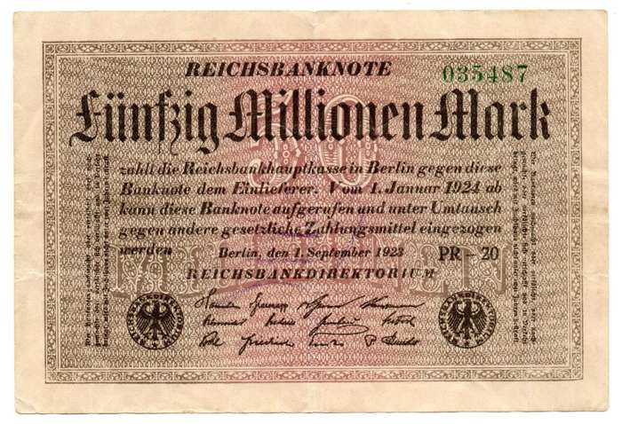 1923 German 50 Million Mark Pick#109