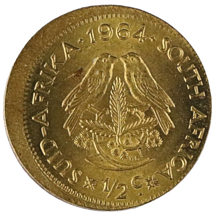 Error 1964 South Africa 1/2 Cent off-centre strike