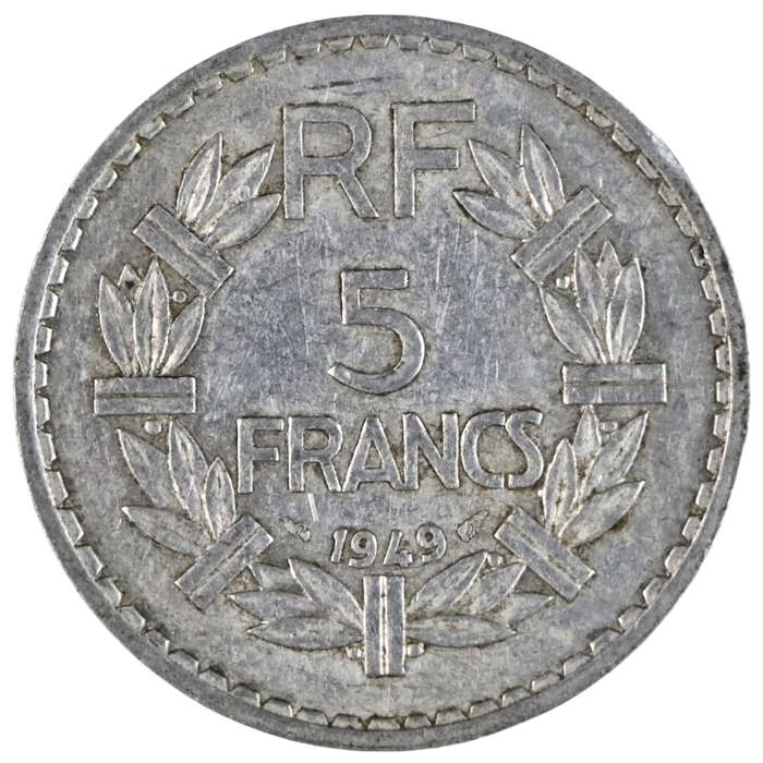 1949 France Fourth Republic Aluminium 5 Francs KM#888b