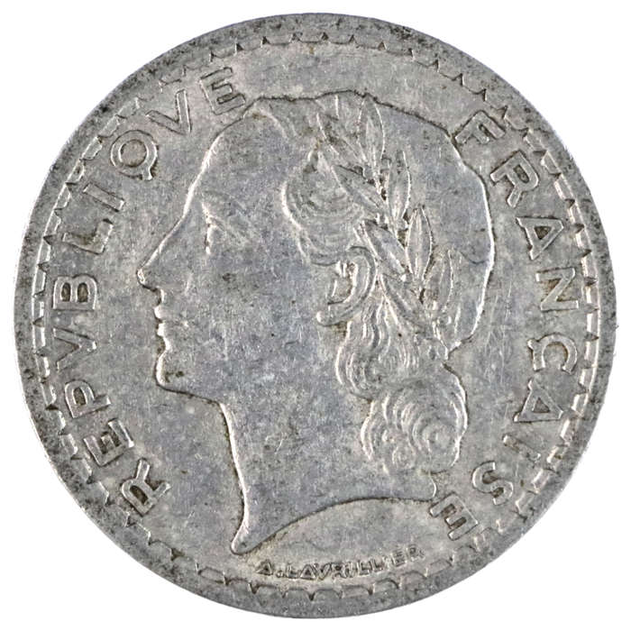 1949 France Fourth Republic Aluminium 5 Francs KM#888b
