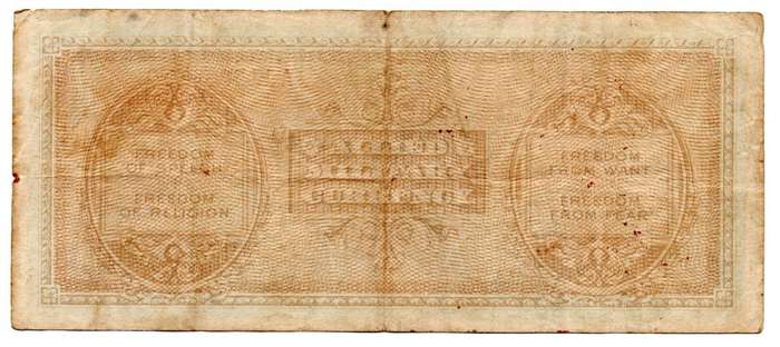 1943-A Italy Allied Military Currency 50 Lire